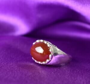 925 Sterling Silver Carnelian Ring Size 6.5